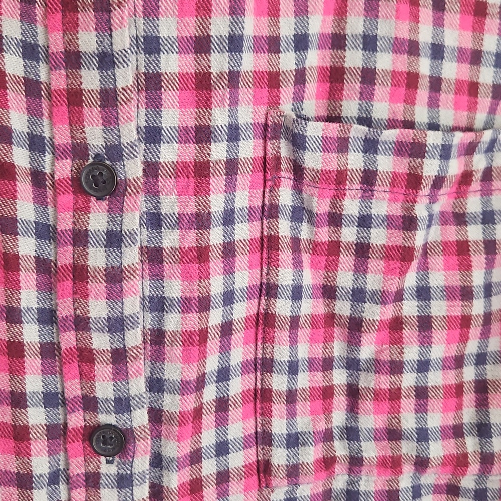 Navy and Pink Plaid Long-Sleeve Button Up Shirt - Picture 4 of 11